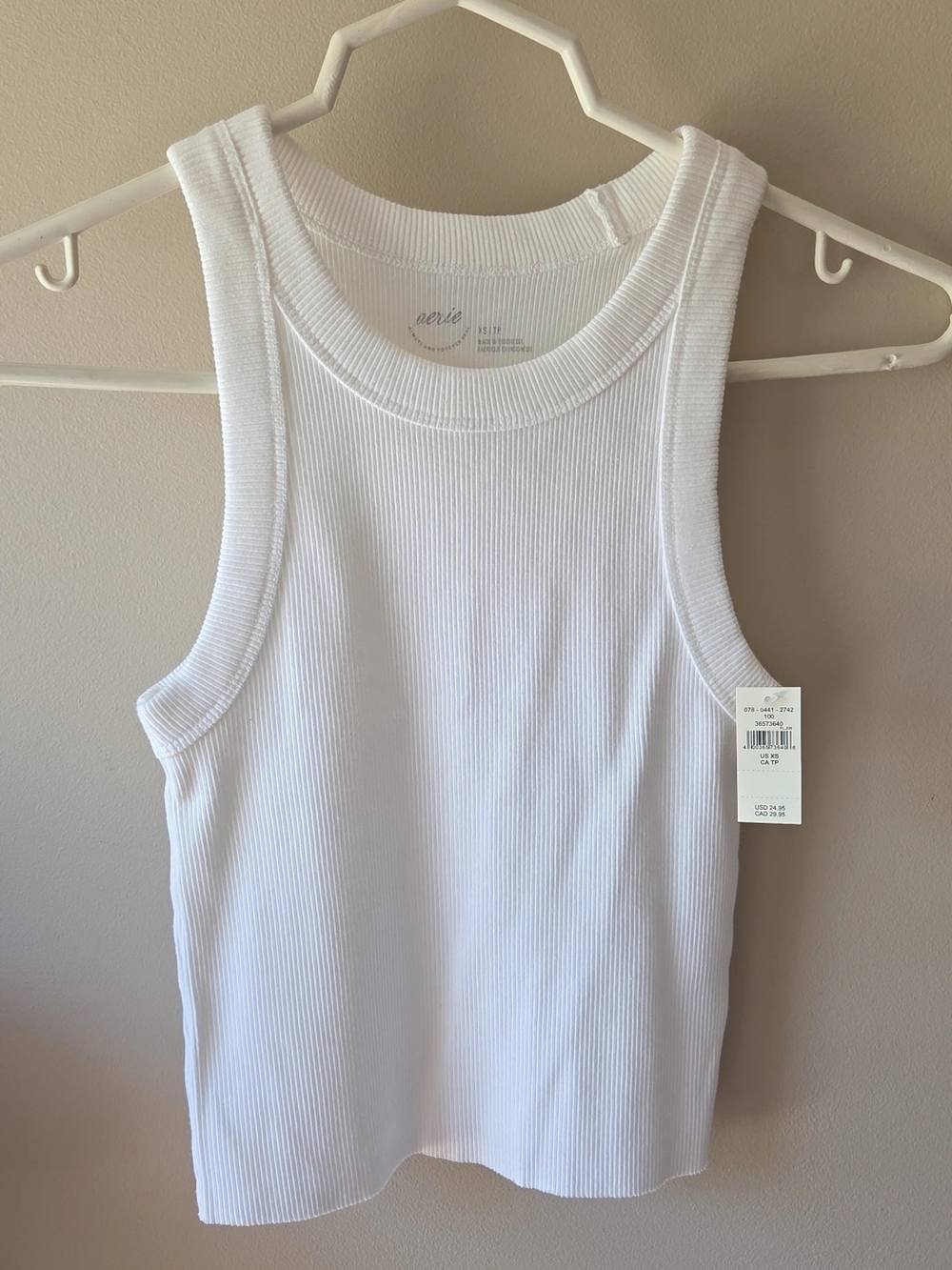 NWT- Aerie White Ribbed Tank Top Size Xs